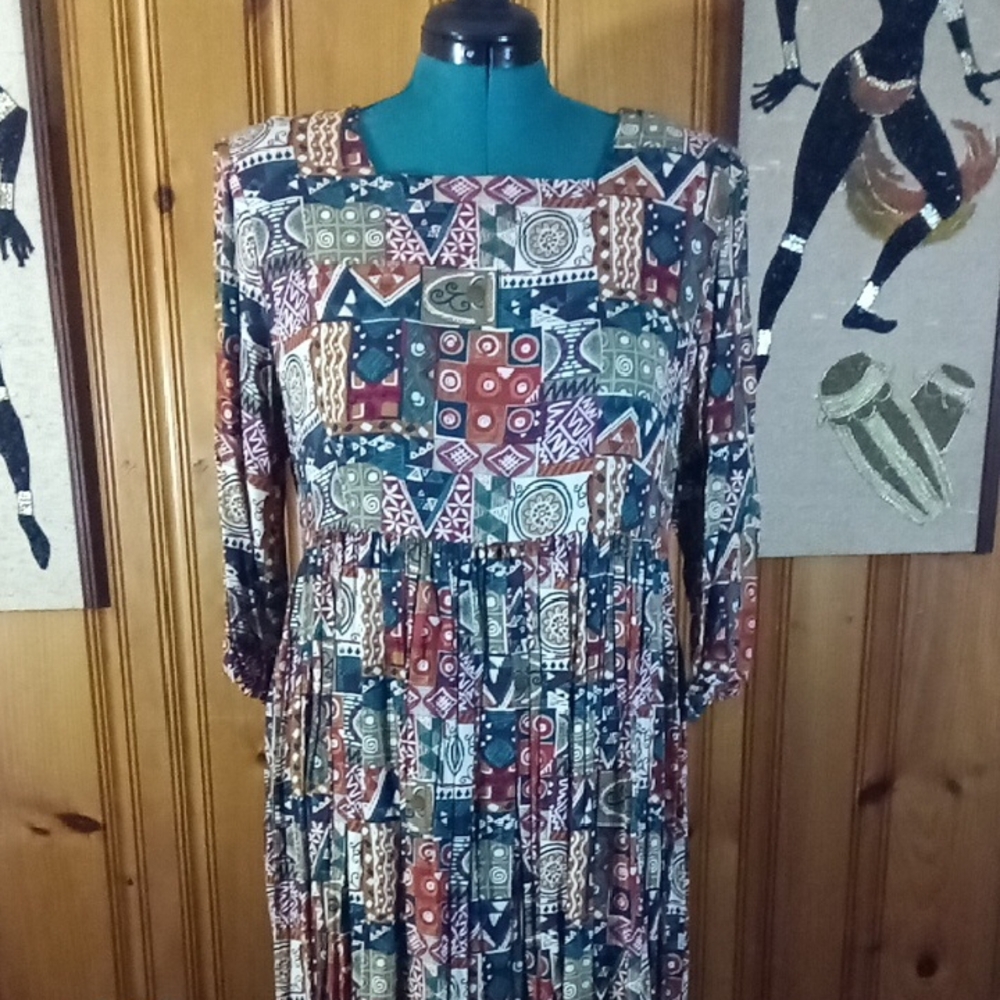 Colorful Geometric Long Sleeve Dress